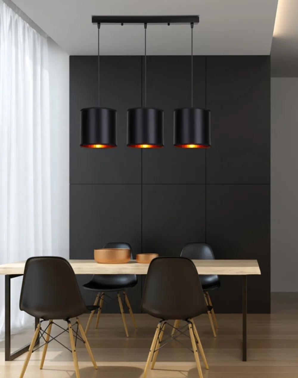 Oświetlenie Kuchni|Oświetlenie Salonu>Candellux Lighting Lampa wisząca czarna 3xE27 Candida