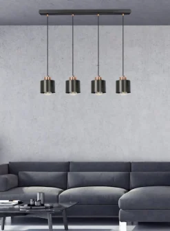 Oświetlenie Jadalni|Oświetlenie Kuchni>Candellux Lighting Lampa wisząca czarna 4xE27 Olena