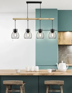 Oświetlenie Jadalni|Oświetlenie Kuchni>Candellux Lighting Lampa wisząca czarna 4x60W Bernita