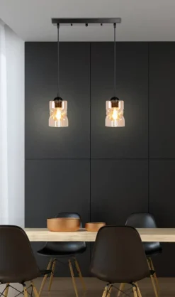 Oświetlenie Przedpokoju|Oświetlenie Jadalni>Candellux Lighting Lampa wisząca czarna/bursztynowa listwa 2xE27 Felis