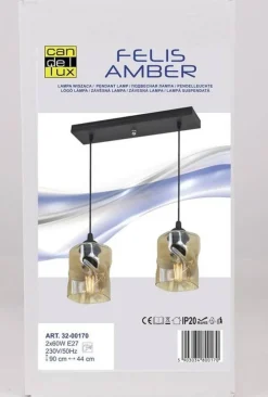 Oświetlenie Przedpokoju|Oświetlenie Jadalni></noscript>Candellux Lighting Lampa wisząca czarna/bursztynowa listwa 2xE27 Felis
