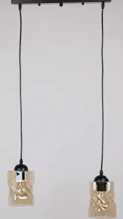 Oświetlenie Przedpokoju|Oświetlenie Jadalni></noscript>Candellux Lighting Lampa wisząca czarna/bursztynowa listwa 2xE27 Felis