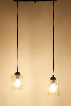 Oświetlenie Przedpokoju|Oświetlenie Jadalni></noscript>Candellux Lighting Lampa wisząca czarna/bursztynowa listwa 2xE27 Felis