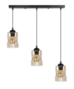 Oświetlenie Przedpokoju|Oświetlenie Jadalni>Candellux Lighting Lampa wisząca czarna/bursztynowa listwa 3xE27 Felis