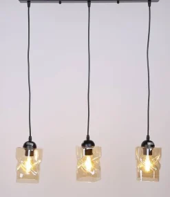 Oświetlenie Przedpokoju|Oświetlenie Jadalni></noscript>Candellux Lighting Lampa wisząca czarna/bursztynowa listwa 3xE27 Felis