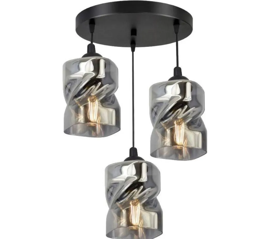 Oświetlenie Jadalni|Oświetlenie Sypialni>Candellux Lighting Lampa wisząca czarna/dymiona talerz 3xE27 Felis 33-00200