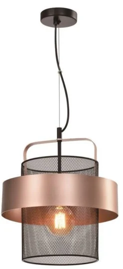 Oświetlenie Przedpokoju|Oświetlenie Jadalni>Candellux Lighting Lampa wisząca czarna/miedziana metalowy koszyk 40W E27 Fiba