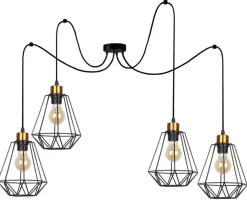 Oświetlenie Jadalni|Oświetlenie Kuchni>Candellux Lighting Lampa wisząca czarno-złota 4 Primo