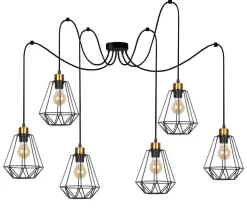 Oświetlenie Jadalni|Oświetlenie Kuchni>Candellux Lighting Lampa wisząca czarno-złota 6 Primo