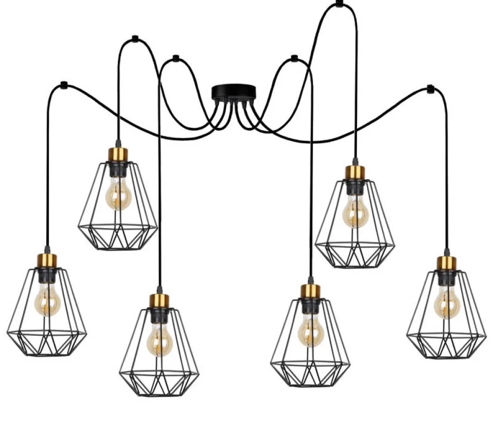 Oświetlenie Jadalni|Oświetlenie Kuchni>Candellux Lighting Lampa wisząca czarno-złota 6 Primo