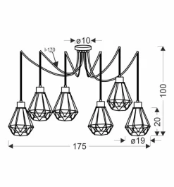 Oświetlenie Jadalni|Oświetlenie Kuchni>Candellux Lighting Lampa wisząca czarno-złota 6 Primo