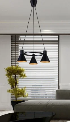 Oświetlenie Sypialni|Oświetlenie Salonu>Candellux Lighting Lampa wisząca czarno-złota matowa sufitowa 3x40W More