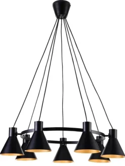 Oświetlenie Sypialni|Oświetlenie Salonu>Candellux Lighting Lampa wisząca czarno-złota matowa sufitowa 7x40W More