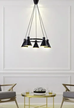 Oświetlenie Sypialni|Oświetlenie Salonu>Candellux Lighting Lampa wisząca czarno-złota matowa sufitowa 5x40W More