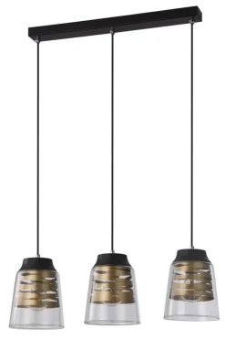 Oświetlenie Jadalni|Oświetlenie Sypialni>Candellux Lighting Lampa wisząca czarno-złota szklany klosz 3x60W E27 Fresno
