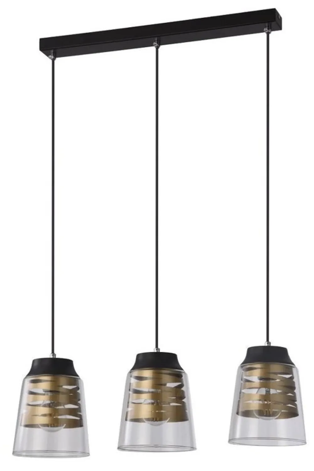 Oświetlenie Jadalni|Oświetlenie Sypialni>Candellux Lighting Lampa wisząca czarno-złota szklany klosz 3x60W E27 Fresno