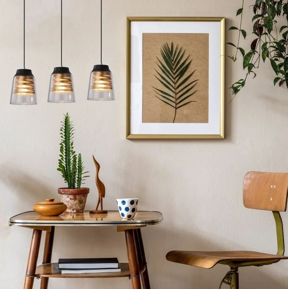 Oświetlenie Jadalni|Oświetlenie Sypialni>Candellux Lighting Lampa wisząca czarno-złota szklany klosz 3x60W E27 Fresno