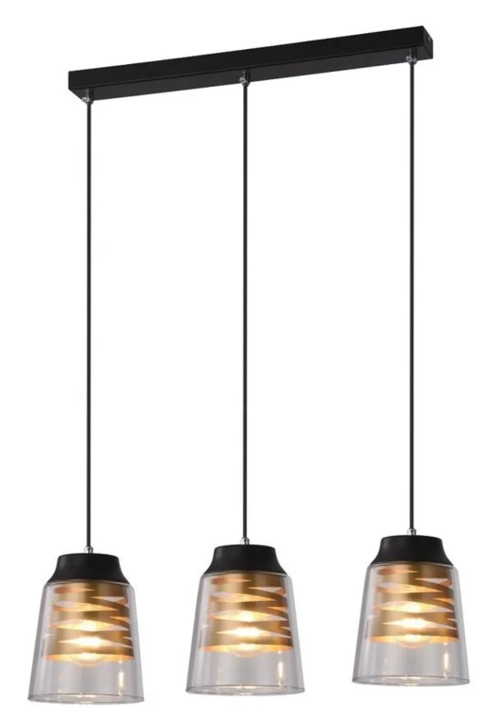 Oświetlenie Jadalni|Oświetlenie Sypialni>Candellux Lighting Lampa wisząca czarno-złota szklany klosz 3x60W E27 Fresno