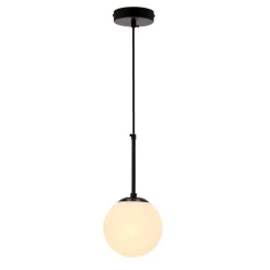 Oświetlenie Kuchni|Oświetlenie Salonu>Ledea Lampa wisząca czarny E27 klosz biały 15cm Pompei
