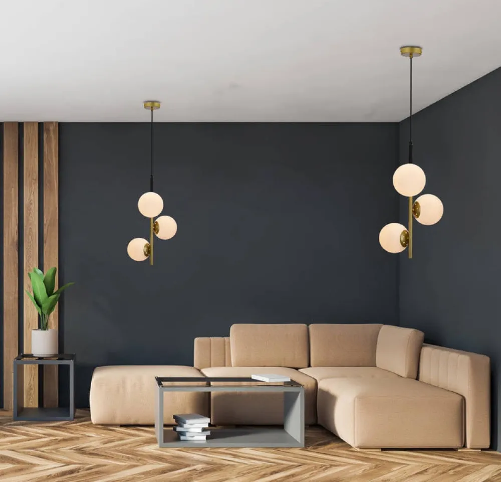 Oświetlenie Jadalni|Oświetlenie Kuchni>Candellux Lighting Lampa wisząca czarny mat złota 3 Duo