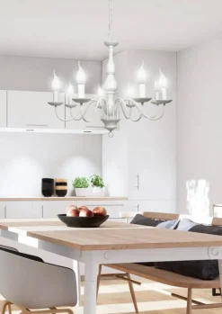 Oświetlenie Salonu|Żyrandole>Candellux Lighting Lampa wisząca kremowa 8xE14 BACOLI
