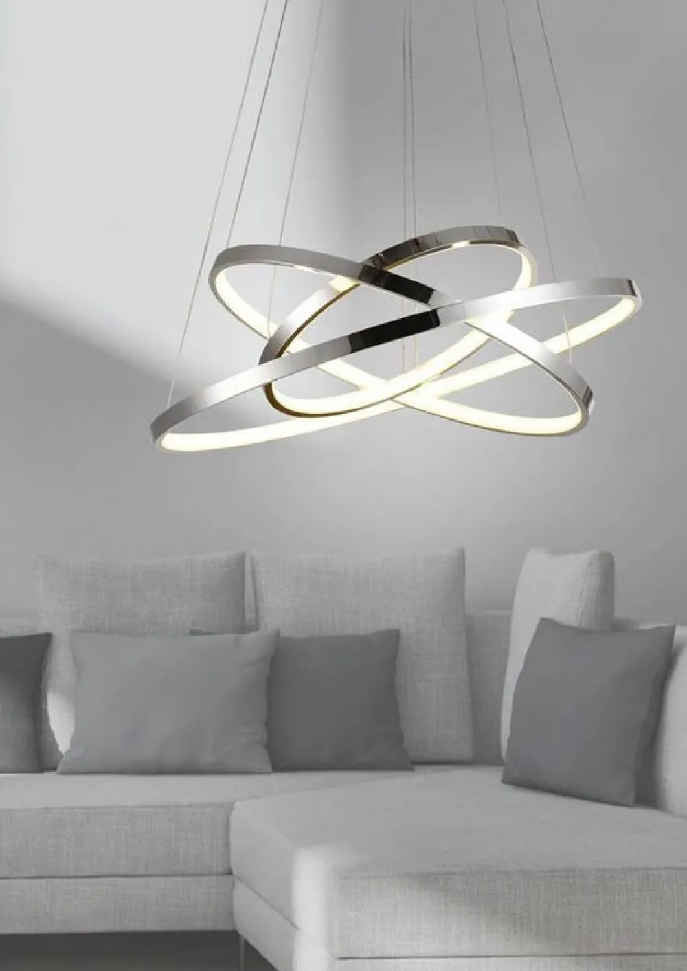 Oświetlenie Jadalni|Oświetlenie Kuchni>Candellux Lighting Lampa wisząca LED 60W Lune potrójny ring chrom