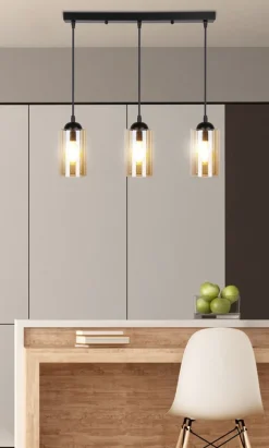 Oświetlenie Przedpokoju|Oświetlenie Jadalni>Candellux Lighting Lampa wisząca listwa czarno/brązowa 3xE27 Bistro