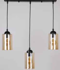 Oświetlenie Przedpokoju|Oświetlenie Jadalni></noscript>Candellux Lighting Lampa wisząca listwa czarno/brązowa 3xE27 Bistro