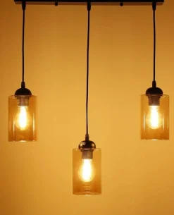 Oświetlenie Przedpokoju|Oświetlenie Jadalni></noscript>Candellux Lighting Lampa wisząca listwa czarno/brązowa 3xE27 Bistro