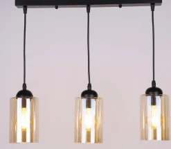 Oświetlenie Przedpokoju|Oświetlenie Jadalni></noscript>Candellux Lighting Lampa wisząca listwa czarno/brązowa 3xE27 Bistro