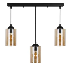 Oświetlenie Przedpokoju|Oświetlenie Jadalni></noscript>Candellux Lighting Lampa wisząca listwa czarno/brązowa 3xE27 Bistro