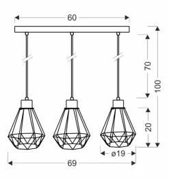 Lampy Wiszące|Oświetlenie Jadalni>Candellux Lighting Lampa wisząca listwa czarno-złota 3 Primo