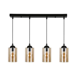 Oświetlenie Przedpokoju|Oświetlenie Sypialni>Candellux Lighting Lampa wisząca listwa czarno/brązowa 4xE27 Bistro