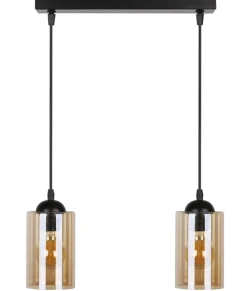 Oświetlenie Przedpokoju|Oświetlenie Jadalni>Candellux Lighting Lampa wisząca listwa czarno/brązowa 2xE27 Bistro