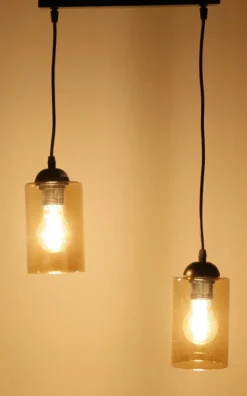 Oświetlenie Przedpokoju|Oświetlenie Jadalni></noscript>Candellux Lighting Lampa wisząca listwa czarno/brązowa 2xE27 Bistro