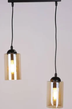 Oświetlenie Przedpokoju|Oświetlenie Jadalni></noscript>Candellux Lighting Lampa wisząca listwa czarno/brązowa 2xE27 Bistro