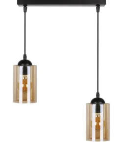 Oświetlenie Przedpokoju|Oświetlenie Jadalni></noscript>Candellux Lighting Lampa wisząca listwa czarno/brązowa 2xE27 Bistro