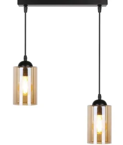 Oświetlenie Przedpokoju|Oświetlenie Jadalni></noscript>Candellux Lighting Lampa wisząca listwa czarno/brązowa 2xE27 Bistro
