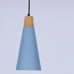 Oświetlenie Przedpokoju|Oświetlenie Jadalni>Ledea Lampa wisząca niebieska metalowa + drewno Faro