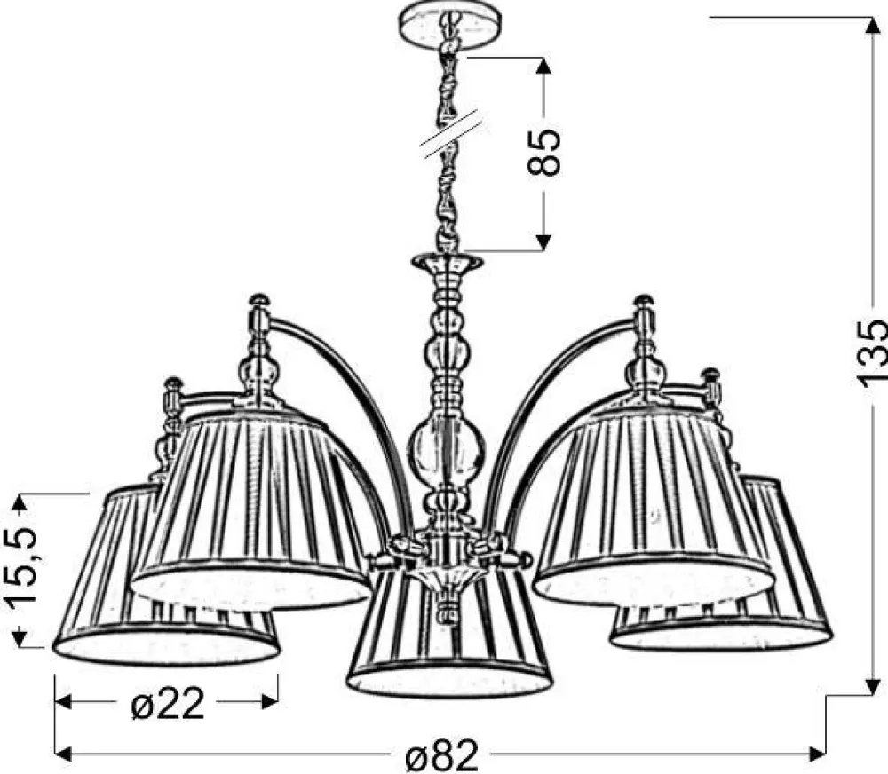 Oświetlenie Sypialni|Oświetlenie Salonu>Candellux Lighting Lampa wisząca patynowa regulowan łańcuch 5x40W E14 Auctin