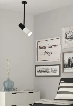 Oświetlenie Przedpokoju|Oświetlenie Sypialni>Candellux Lighting Lampa wisząca regulowana tuba czarno-biała