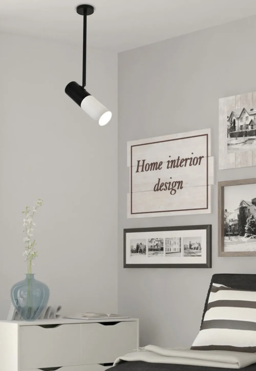 Oświetlenie Przedpokoju|Oświetlenie Sypialni>Candellux Lighting Lampa wisząca regulowana tuba czarno-biała