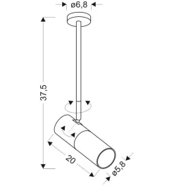 Oświetlenie Przedpokoju|Oświetlenie Sypialni>Candellux Lighting Lampa wisząca regulowana tuba biało-czarna