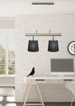 Oświetlenie Przedpokoju|Oświetlenie Jadalni>Candellux Lighting Lampa wisząca satyna podwójna czarny abażur 2x60W Milonga