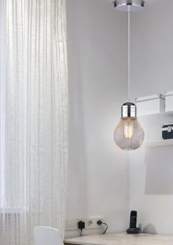 Oświetlenie Jadalni|Oświetlenie Sypialni>Candellux Lighting Lampa wisząca sufitowa chromowa druciany klosz E27 Gliva