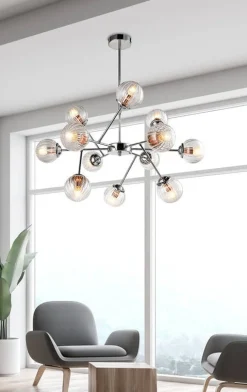 Oświetlenie Przedpokoju|Oświetlenie Jadalni>Candellux Lighting Lampa wisząca sufitowa chrom szklane klosze 12x40W Best