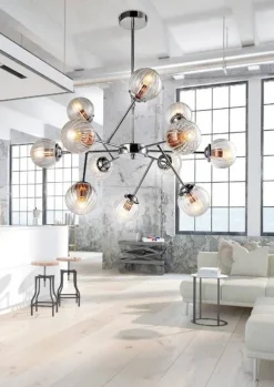 Oświetlenie Przedpokoju|Oświetlenie Jadalni>Candellux Lighting Lampa wisząca sufitowa chrom szklane klosze 12x40W Best