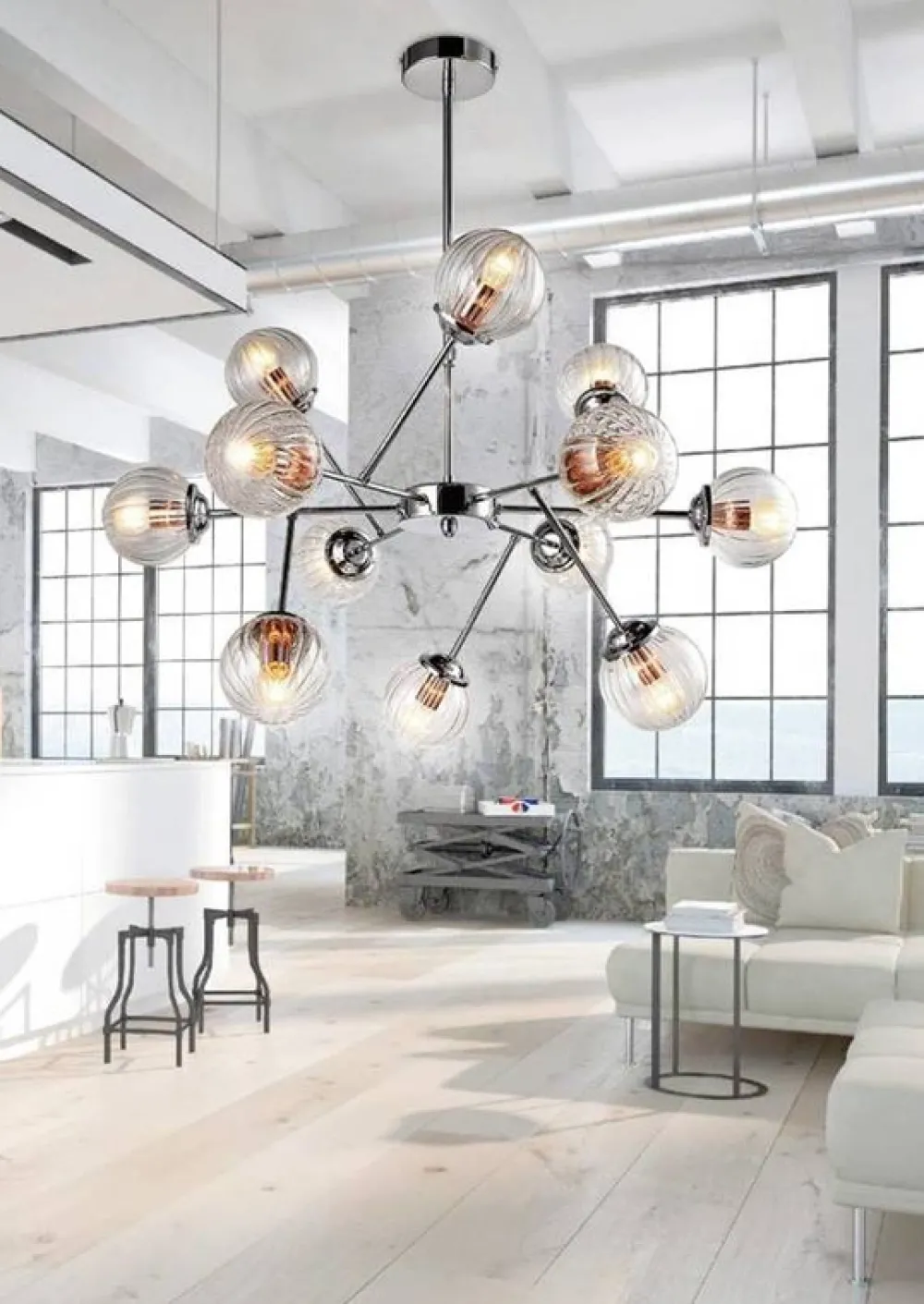 Oświetlenie Przedpokoju|Oświetlenie Jadalni>Candellux Lighting Lampa wisząca sufitowa chrom szklane klosze 12x40W Best