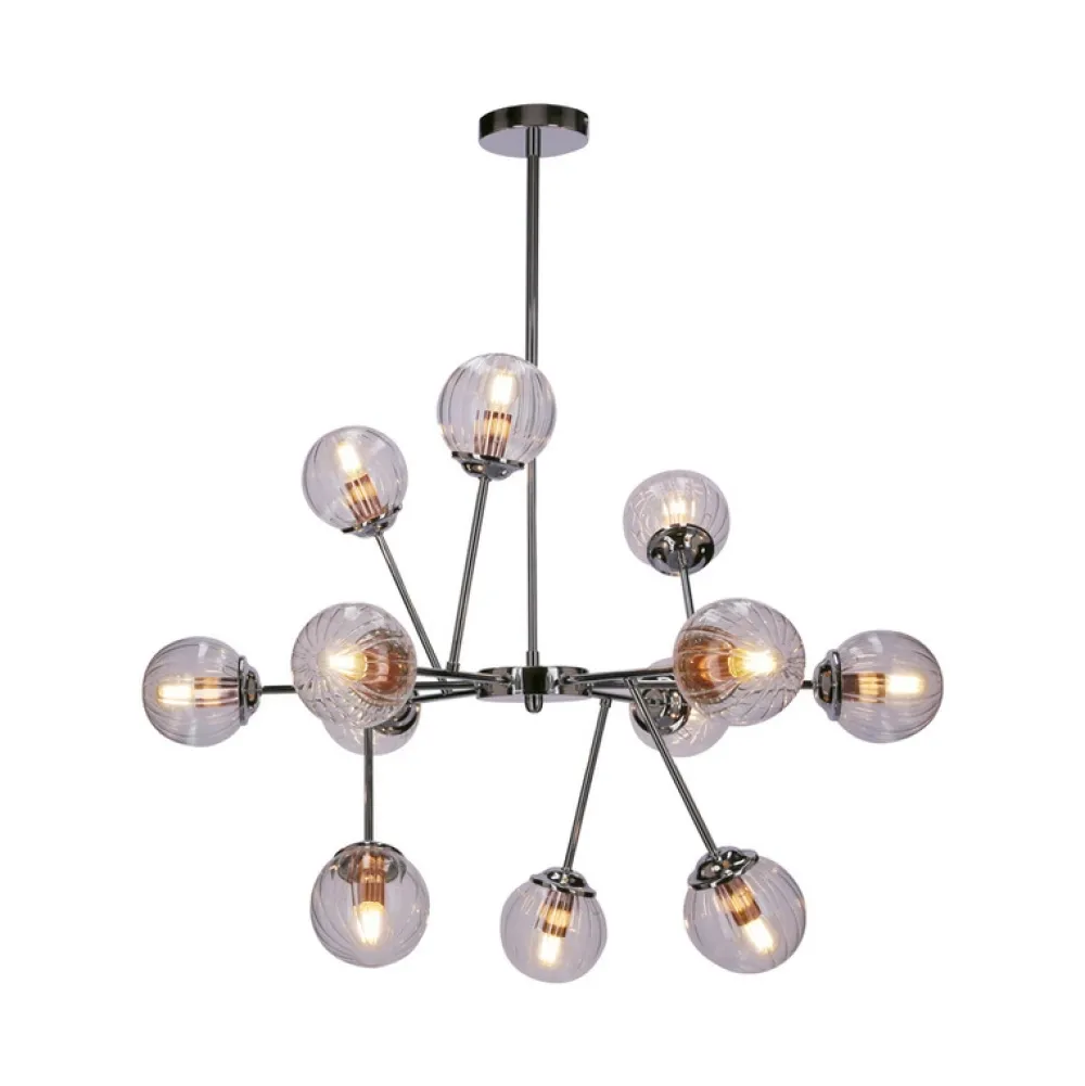 Oświetlenie Przedpokoju|Oświetlenie Jadalni>Candellux Lighting Lampa wisząca sufitowa chrom szklane klosze 12x40W Best