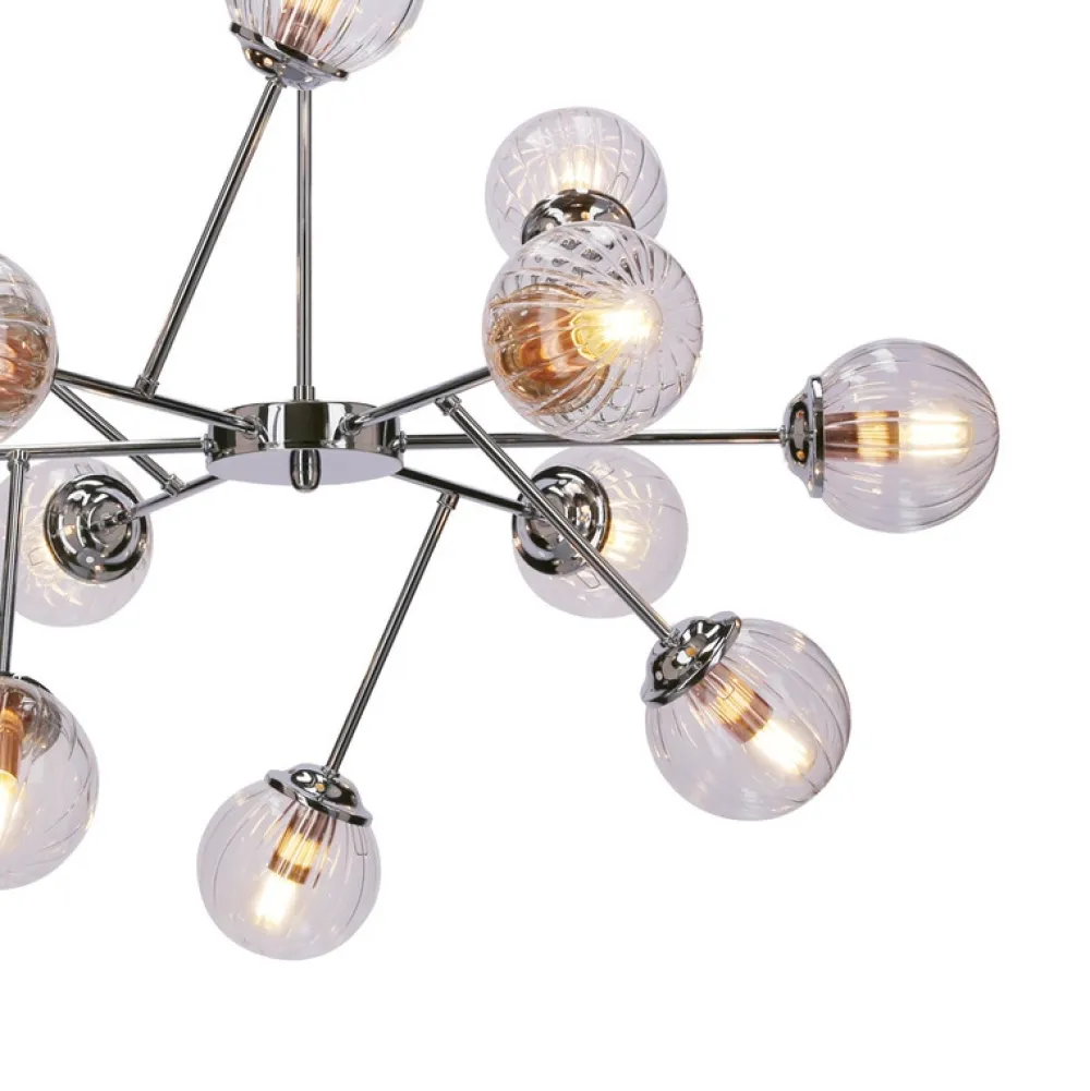 Oświetlenie Przedpokoju|Oświetlenie Jadalni>Candellux Lighting Lampa wisząca sufitowa chrom szklane klosze 12x40W Best